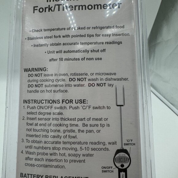 Crate And Barrel Acurite Digital Instant Read Fork/ Thermometer NEW in package g - Picture 9 of 12